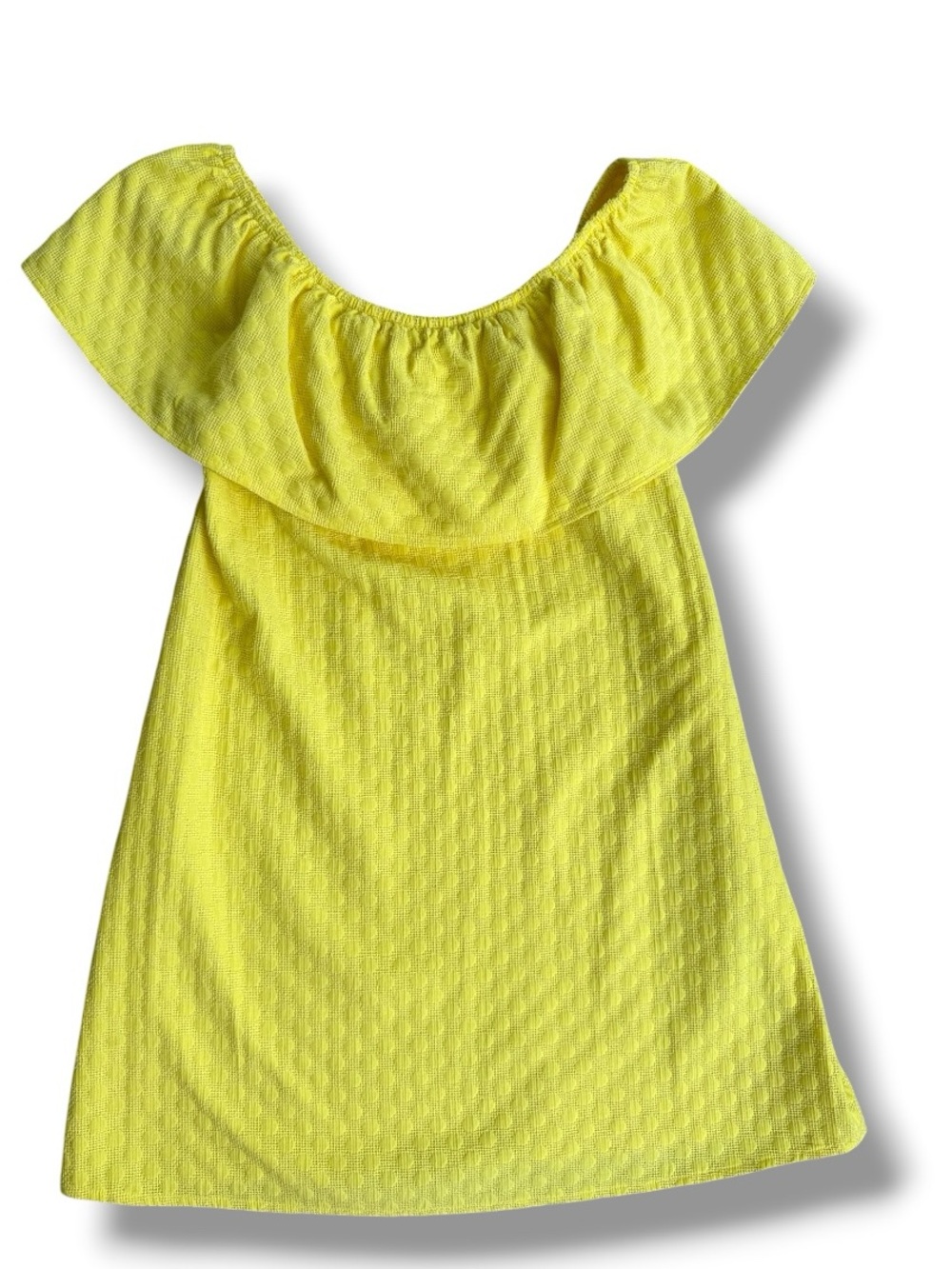 Cupcakes And Cashmere Lulu Yellow Ruffle Off the Shoulder Dress.Size Small - Picture 4 of 14